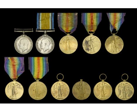 British War Medal 1914-20 (2) (41458 Pte. S. Thornton. S. Staff. R.;27584 Pte. G. A. Buckley. M.G.C.); Victory Medal 1914-19 