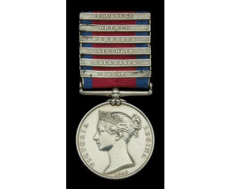 Military General Service 1793-1814, 6 clasps, Busaco, Salamanca, Vittoria, Pyrenees, Orthes, Toulouse (Chas. Tansey, 27th. Fo