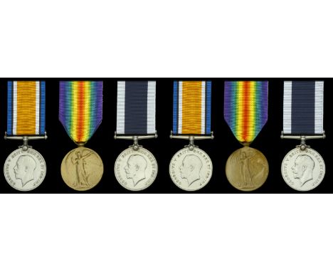 Three: Supply Petty Officer H. B. Sarah, Royal Navy British War and Victory Medals (M.27276 H. B. Sarah. V.A. R.N.); Royal Na