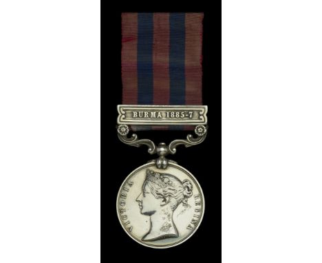 India General Service 1854-95, 1 clasp, Burma 1885-7 (Lieutt. C. J. H. Helbert. 1st. Bn. R.W. Fus.) very fine £240-£280  --- 