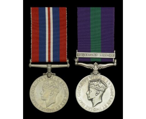 Pair: Sapper C. A. Beck, Royal Engineers  War Medal 1939-45; General Service 1918-62, 1 clasp, Palestine 1945-48 (14923876 Sp