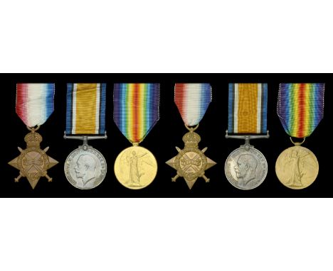 Three: Private J. Richardson, Northumberland Fusiliers, who was killed in action in Salonika on 27 February 1917 1914-15 Star