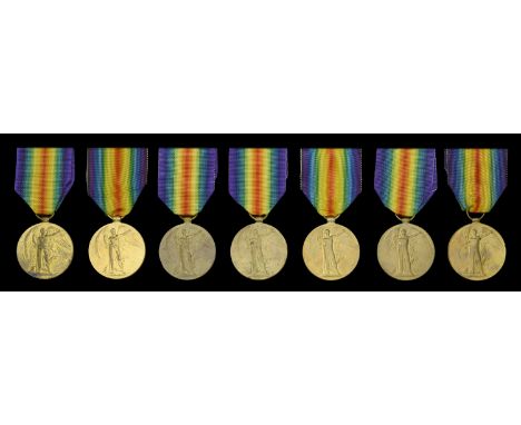 Victory Medal 1914-19 (7) (223064 H. J. Bowden. S.P.O. R.N.; 309420 R. E. Swoish. S.P.O. R.N.; SS.118992 S. G. Willgress. Sto