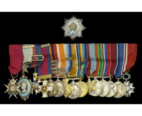 The mounted group of fifteen miniature dress medals worn by Lieutenant-General Sir Henry Karslake, K.C.B, K.C.S.I., C.M.G., D