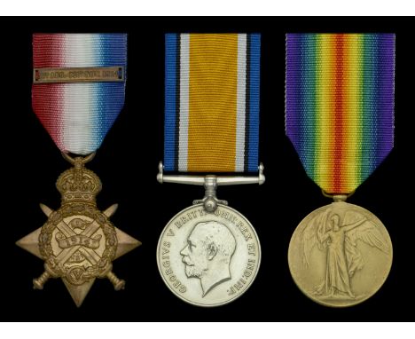 Three: Private W. Catt, Royal Sussex Regiment  1914 Star, with clasp (7972 Pte. W. Catt. 2/R. Suss: R.); British War and Vict