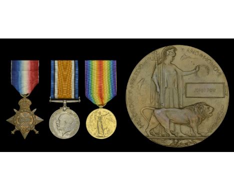 Family group:  The 1914-15 Star and Memorial Plaque awarded to Sapper J. Pow, 1st Field Company, Canadian Engineers, who was 