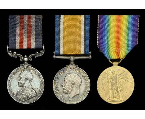 A Great War ‘Western Front’ M.M. group of three awarded to Private R. C. Abbott, 6th Battalion, Royal Scots  Military Medal, 