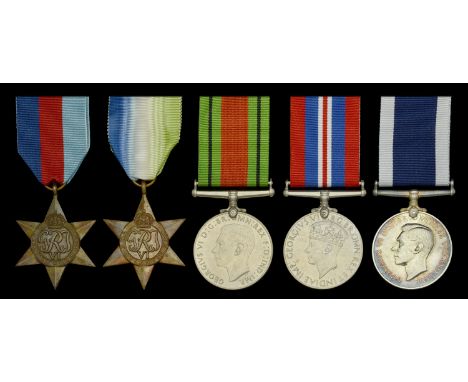 Five: Engine Room Artificer First Class E. B. Manwaring, Royal Navy  1939-45 Star; Atlantic Star; Defence and War Medals 1939