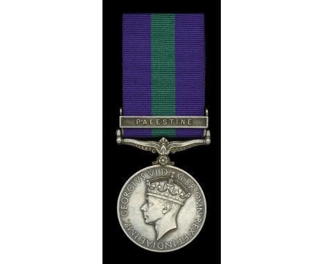 The G.S.M. ‘Palestine’ awarded to Private S. Williams, 1st Battalion, Border Regiment, who served as part of the 1st Airlandi