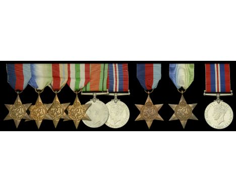 Six: Attributed to Lieutenant R. W. MacDonald, Royal Naval Reserve 1939-45 Star; Atlantic Star; Africa Star; Italy Star; Defe