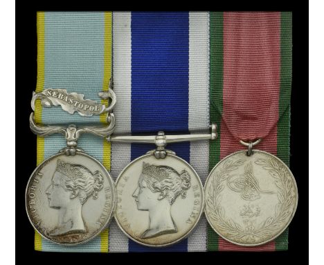 Three: Sick Berth Steward Matthew Townley, Royal Navy   Crimea 1854-56, 1 clasp, Sebastopol (Mattw. Townley. Sick Bth. Attent