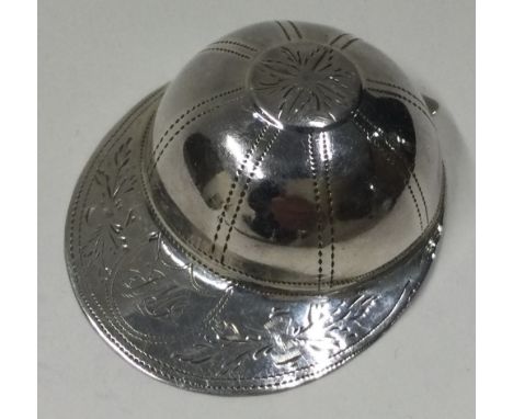 A silver caddy spoon in the form of a jockey cap. Birmingham 1798. By Joseph Taylor. Approx. 7 grams. Est. £200 - £300.