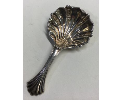 A silver caddy spoon. Sheffield 1854. By Martin & Hall. Approx. 20 grams. Est. £50 - £80.