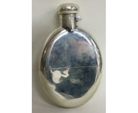 A heavy Victorian silver flask with screw-top lid and detachable cup. Birmingham 1896. Approx. 181 grams. Est. £300 - £400.