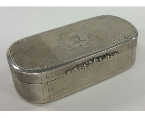 An engine turned silver crested snuff box. Birmingham 1936. By GS Twist. Approx. 109 grams. Est. £200 - £300.