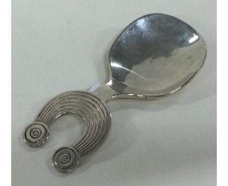 DUBLIN: A rare Irish silver caddy spoon. 1973. Additional hallmark. Approx. 32 grams. Est. £30 - £50.