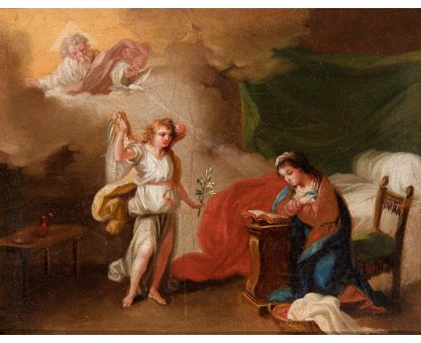 ZACARIAS GONZÁLEZ VELÁZQUEZ (Madrid, 1763 - 1863) "Annunciation. Oil on canvas. Re-drawn. It has slight repainting. Preserves