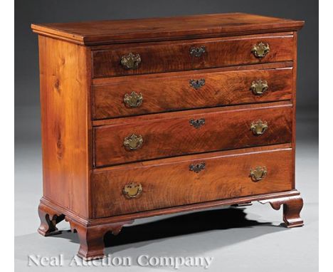 American Chippendale Walnut Chest of Drawers, late 18th c., probably Mid-Atlantic, molded top above four graduated drawers, o