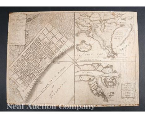Tirion, Isaak (Dutch, 1705-1765), "Grondvlatke van Nieuw Orleans, de Hoofstad van Louisiana...", Amsterdam, 1769, three engra