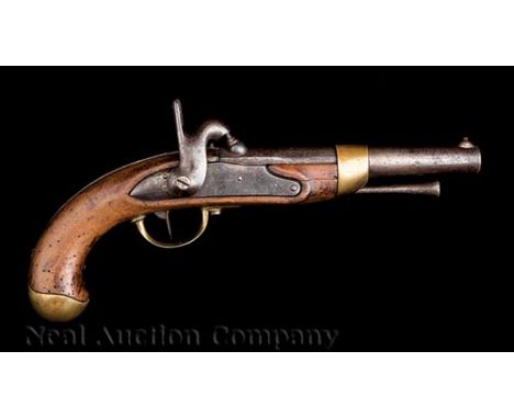 Three Antique French Percussion Pistols, incl. Model 1822 cavalry pistol, lock marked "M.D. de Mutzig", stock marked "1283/ S