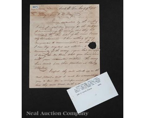 [Battle of New Orleans], 6 manuscripts, incl. autographed letter signed Major James H. Gordon to Gen. David B. Morgan, giving