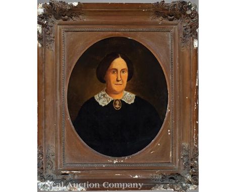 Louisiana School, 19th c., "Portrait of Madame Celeste D'Estrehan Marigny de Grailhe (1808-1885)", c. 1860, oil on canvas, un