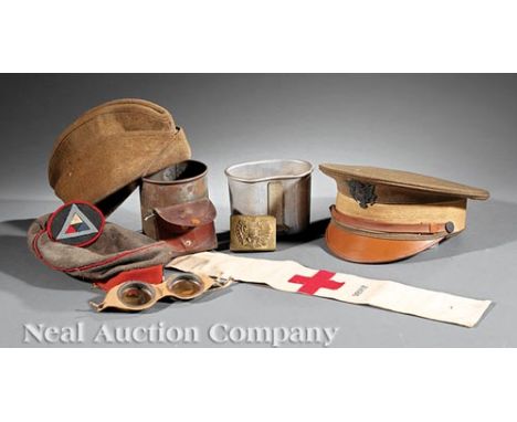 Collection of World War I Ephemera, c. 1914-1918, incl. small U.S. service flag with crossed cannons pin, l. 15 in.; felt sho