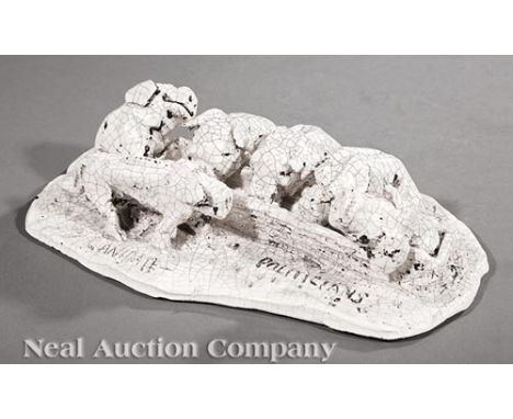 Steele Burden (American/Louisiana, 1900-1995), "Candidate - Politicians", white crackle glazed ceramic, incised title on self