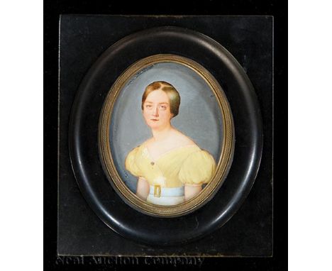 Attributed to Louis Antoine Collas (French, 1775-1856, act. Louisiana, 1822-1829), "Madame Andry", c. 1826-29, gouache miniat