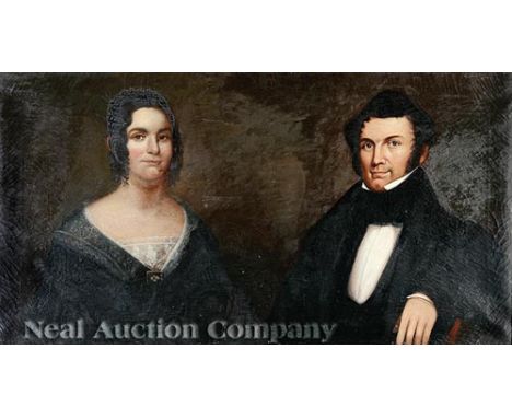 American School, mid-19th c., "Double Portrait of Samuel P. Moody (1832-1894) and Adelaide Victoria (née Hixon) Moody (1840-1