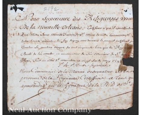 [Ursuline Nuns], manuscript, dated May 26, 1740, testimony of Ursuline Nuns of New Orleans that Sr. Marie Jeanne St. Marc is 