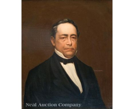 Richard Clague (French/New Orleans, 1816-1878), "Portrait of a Gentleman", oil on canvas, signed mid-right, 30 in. x 25 in., 