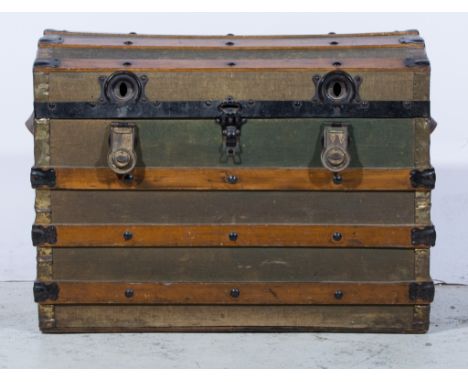 Domed top travelling trunk, width 76cm.