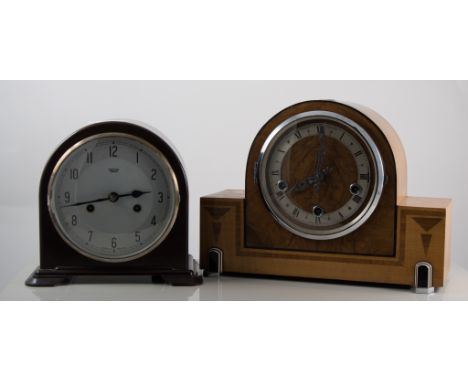 A Smith's mantle clock, with Bakelite case and an Enfield Art Deco style mantle clock, (2).