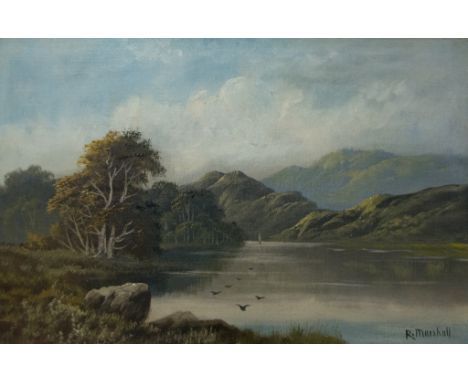 R. Marshall, pair of landscapes, oil on canvas, signed, 40cm x 60cm (2).