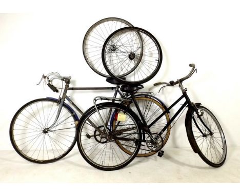 A gent's racing bicycle by GB Sport, circa 1960's, painted light blue, together with a lady's bicycle by Hercules, circa 1950