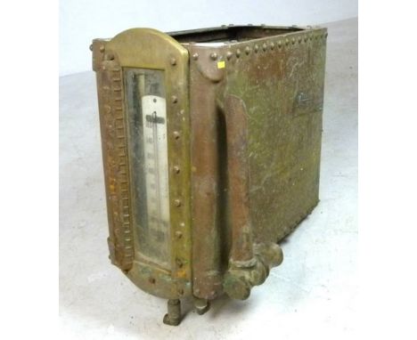 A Victorian copper kitchen water boiler, W E Burnell and Son Ltd, the tank with glazed panel revealing a Fahrenheit thermomet