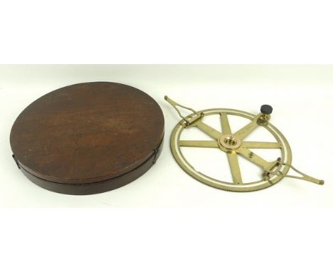 A late 19th century brass circular protractor by William & John Cary, London, with two brass folding radius arms inscribed 'C