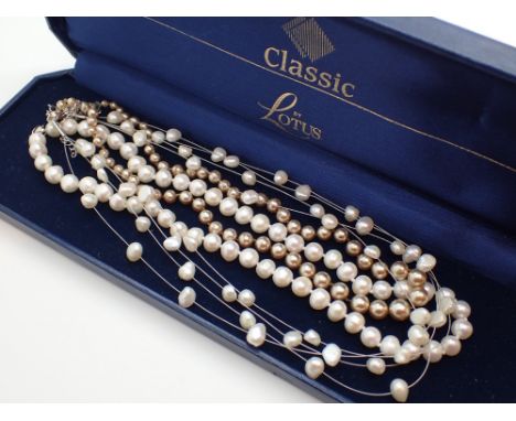 Three sets of pearl necklaces with 925 silver clasps