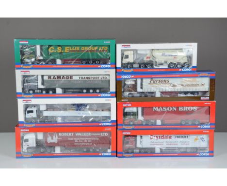 Corgi Hauliers of Renown, a boxed group  1:50 scale Scania Curtainside CC13701 Mason Bros Boston, CC13703 CS Ellis, MAN TGA C