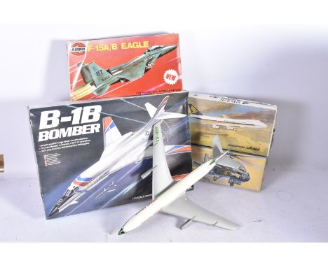 Post-war Military and Civil Aircraft Kits and Model, four boxed plastic kits 1:72 scale  Monogram 5605 B-1B Bomber, Hasegawa 