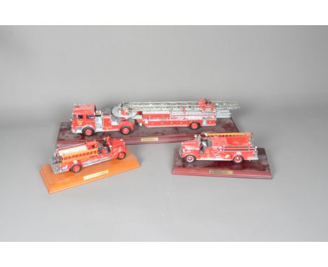 Franklin Mint 1:32 Scale Fire Engines, three boxed examples 1965 Seagrave, 1938 Ford with packaged accessories and 1948 Mack 