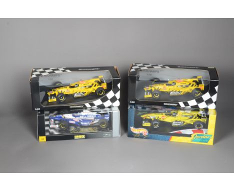 1:18 Scale Damon Hill F1 Diecast Models, four boxed examples, Minichamps 180 980009 Jordan Mugen Honda (2), Onyx 6007 1996 F1