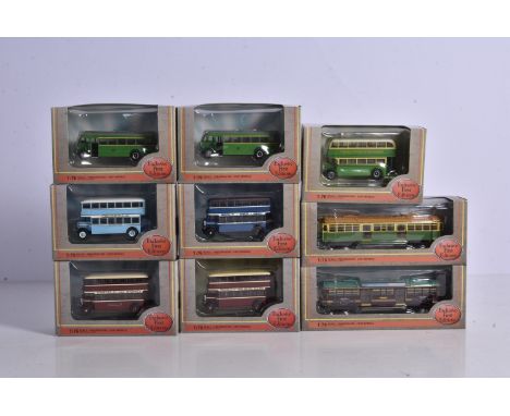 Exclusive First Editions Australian Buses and Tramcars, a boxed group of 1:76 scale vintage vehicles, comprises double deck b