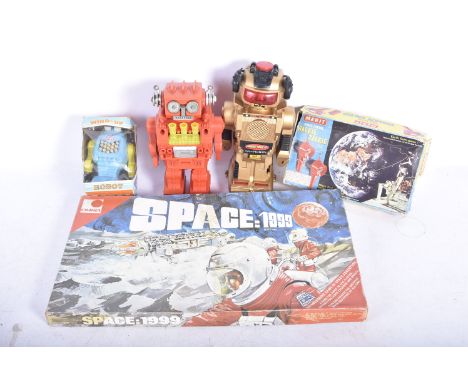 Space Toys and Games and Robots,  Omnia Space 1999, appears unused, Merit Space Patrol Walkie Talkie (left side of lid poor),