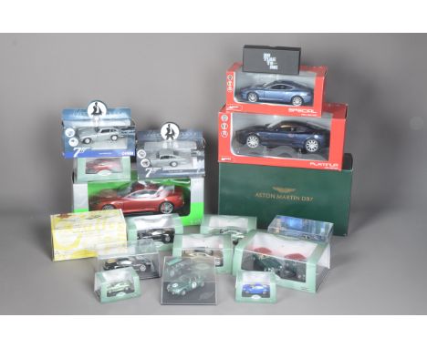 Modern Diecast Aston Martins, a boxed/cased collection in various scales includes 1:18 scale, Limited edition DB7 by Guiloy, 