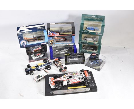 Modern Diecast Competition Vehicles, a collection of vintage and modern land speed, rally and Formula racing models, includes