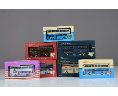 ABC Models Far Eastern Buses,  a boxed group of 1:76 scale double deck models, comprises Dennis Jubilant 000202 (Drivers Want