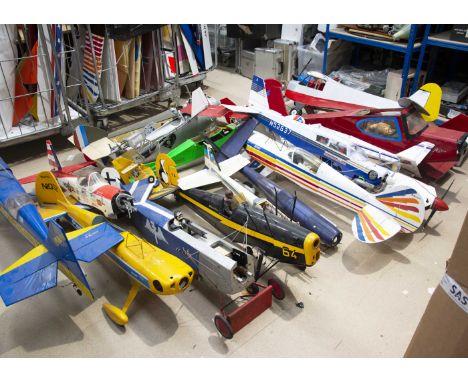 Large Collection of  Remote Controlled Aircraft, thirty WWI and later military and civilian aircraft, includes Bi-Planes, lig