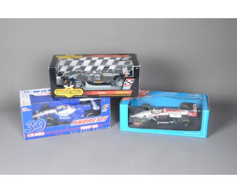 1:18 Scale Indy Car Diecast Models Signed By Michael Andretti, three boxed Michael Andretti race cars, Minichamps 1995 Lola N